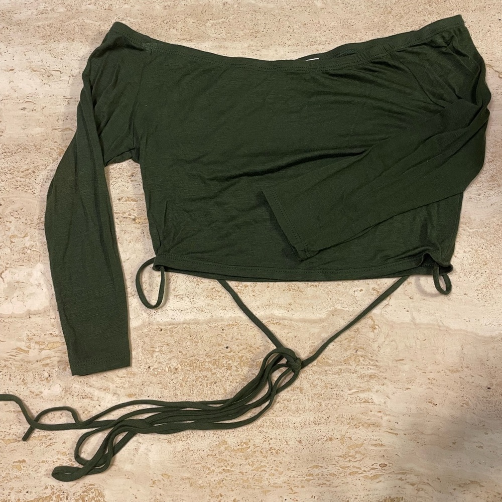 Off the Shoulder Waist-Tie Crop Top